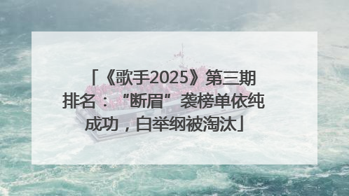 《歌手2025》第三期排名：“断眉”袭榜单依纯成功，白举纲被淘汰
