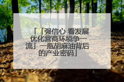 「强信心 看发展 优化营商环境争一流」一瓶胡麻油背后的产业密码