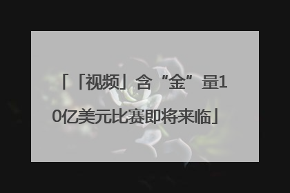 「视频」含“金”量10亿美元比赛即将来临