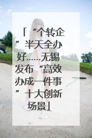 “个转企”半天全办好……无锡发布“高效办成一件事”十大创新场景