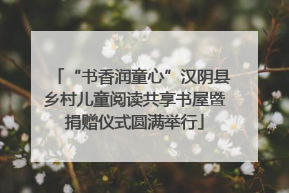 “书香润童心”汉阴县乡村儿童阅读共享书屋暨捐赠仪式圆满举行