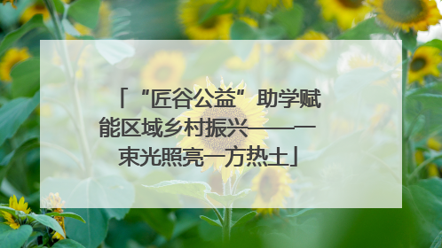 “匠谷公益”助学赋能区域乡村振兴——一束光照亮一方热土