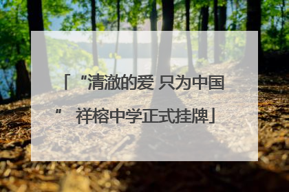 “清澈的爱 只为中国” 祥榕中学正式挂牌