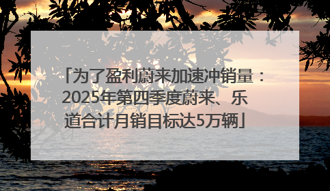 为了盈利蔚来加速冲销量：2025年第四季度蔚来、乐道合计月销目标达5万辆