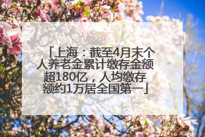 上海：截至4月末个人养老金累计缴存金额超180亿，人均缴存额约1万居全国第一