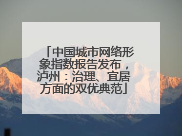 中国城市网络形象指数报告发布，泸州：治理、宜居方面的双优典范