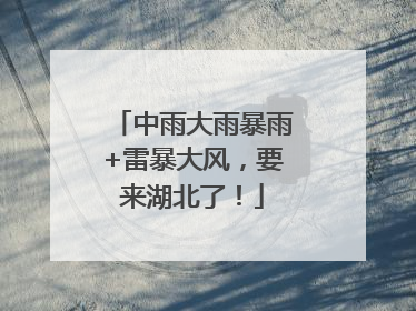 中雨大雨暴雨+雷暴大风，要来湖北了！
