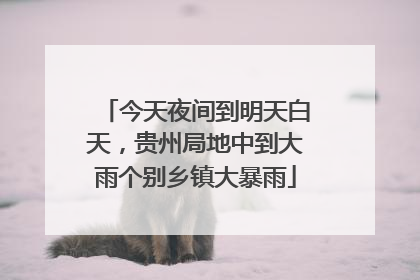 今天夜间到明天白天，贵州局地中到大雨个别乡镇大暴雨