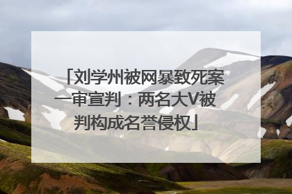 刘学州被网暴致死案一审宣判：两名大V被判构成名誉侵权