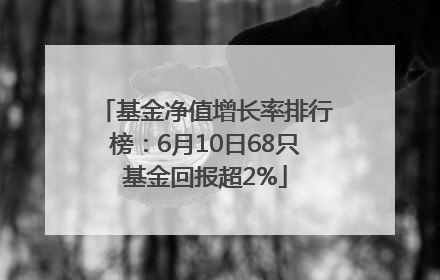基金净值增长率排行榜：6月10日68只基金回报超2%