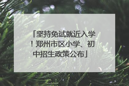 坚持免试就近入学！郑州市区小学、初中招生政策公布
