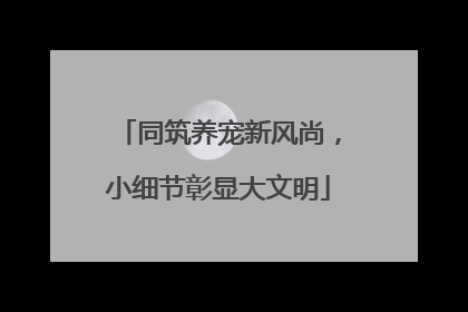 同筑养宠新风尚，小细节彰显大文明