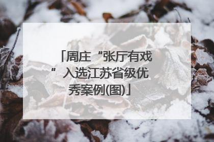 周庄“张厅有戏”入选江苏省级优秀案例(图)