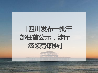 四川发布一批干部任前公示，涉厅级领导职务