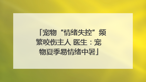 宠物“情绪失控”频繁咬伤主人 医生：宠物夏季易情绪中暑