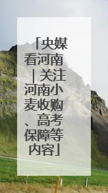 央媒看河南｜关注河南小麦收购、高考保障等内容