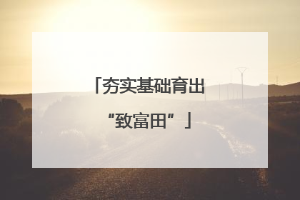 夯实基础育出“致富田”