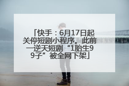 快手：6月17日起关停短剧小程序。此前一逆天短剧“1胎生99子”被全网下架