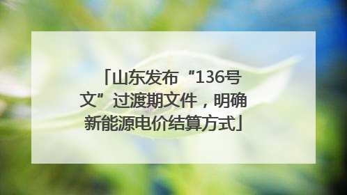 山东发布“136号文”过渡期文件，明确新能源电价结算方式