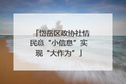 岱岳区政协社情民意“小信息”实现“大作为”