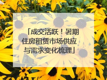 成交活跃！暑期住房租赁市场供应与需求变化梳理