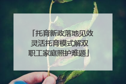 托育新政落地见效 灵活托育模式解双职工家庭照护难题