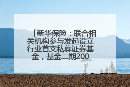 新华保险：联合相关机构参与发起设立行业首支私募证券基金，基金二期200亿元已募集完毕