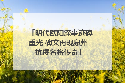 明代欧阳深事迹碑重光 碑文再现泉州抗倭名将传奇