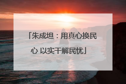 朱成坦：用真心换民心 以实干解民忧