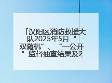 汉阳区消防救援大队2025年5月“双随机”、“一公开”监督抽查结果及2025年6月监督抽查任务公示