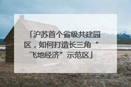 沪苏首个省级共建园区，如何打造长三角“飞地经济”示范区