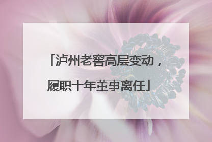 泸州老窖高层变动，履职十年董事离任