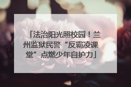 法治阳光照校园！兰州监狱民警“反霸凌课堂”点燃少年自护力