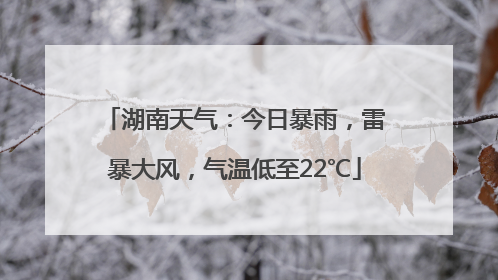 湖南天气：今日暴雨，雷暴大风，气温低至22℃