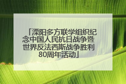 溧阳多方联学组织纪念中国人民抗日战争暨世界反法西斯战争胜利80周年活动