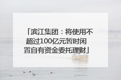 滨江集团：将使用不超过100亿元暂时闲置自有资金委托理财