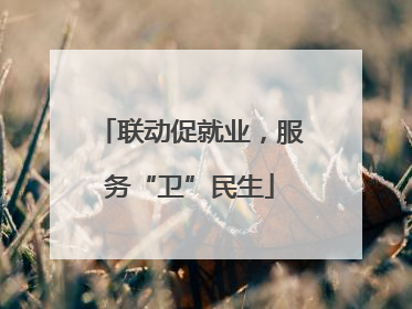 联动促就业，服务“卫”民生