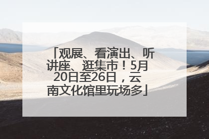 观展、看演出、听讲座、逛集市！5月20日至26日，云南文化馆里玩场多