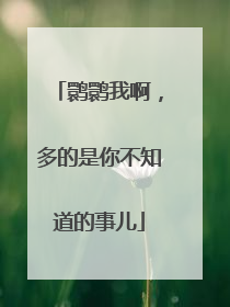鹮鹮我啊，多的是你不知道的事儿