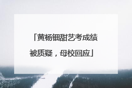 黄杨钿甜艺考成绩被质疑，母校回应