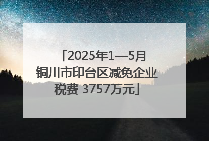 2025年1—5月铜川市印台区减免企业税费 3757万元